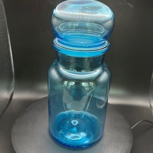 - Vintage Belgian Blue Glass Apothecary Jar. 9”